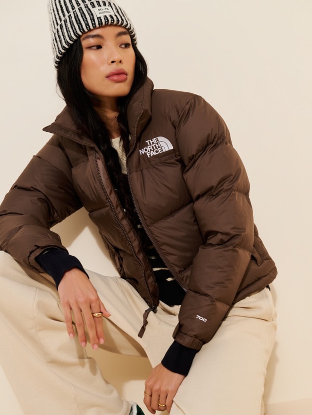 The North Face 1996 Retro Nuptse Hooded Jacket Brown